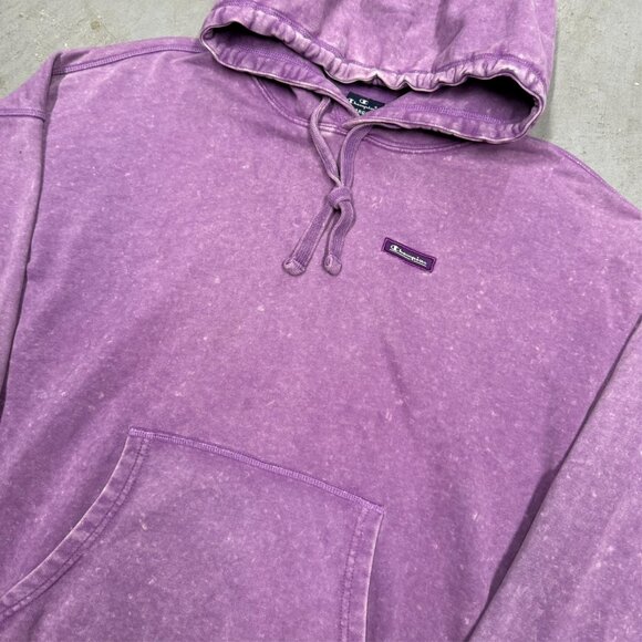 Champion Hoodie Purple Washed Oversized Pullvoer Large - Picture 3 of 8